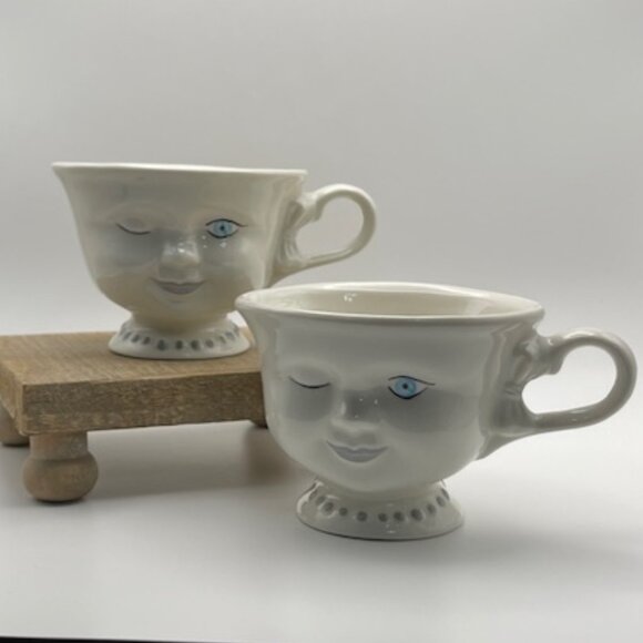 Bailey's Irish Cream Winky Face Tea Cup Designed by Helen Hunt Lot of 2 - Picture 1 of 11